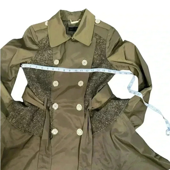 Steve Madden Tweed Panel Peplum Trench Coat Size Medium NWOT - Picture 14 of 16
